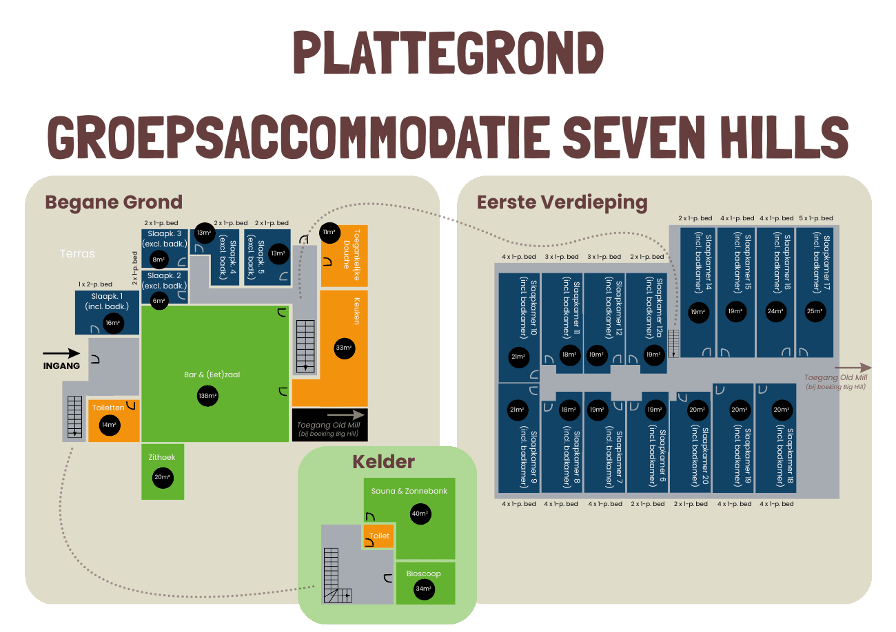 Plattegrond Groepsaccommodatie Seven Hills