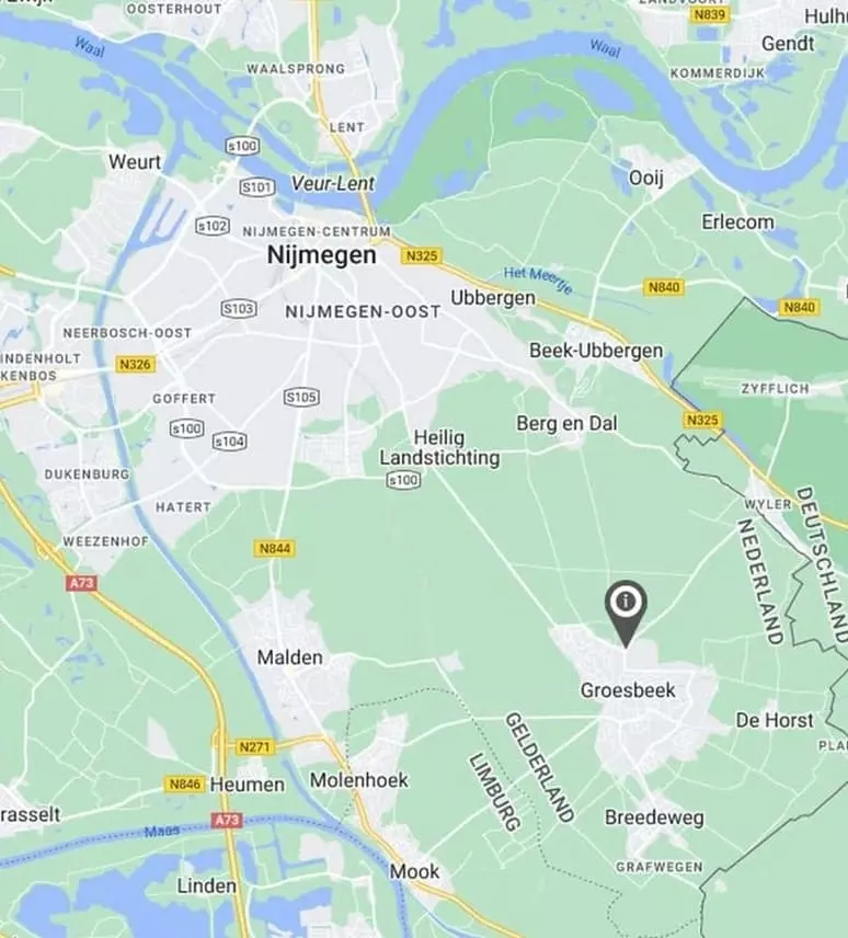 Locatie Heuvelrijk Berg en Dal De locatie van Heuvelrijk Berg en Dal in Groesbeek vlakbij Nijmegen